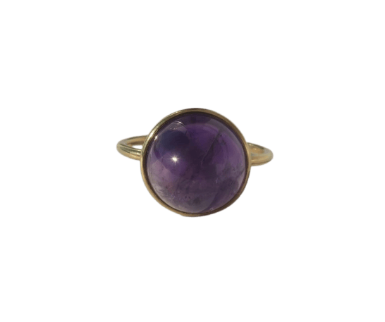 Bague 54 Bague en or jaune et améthyste pain de sucre 7 ct, circa 1910 58 Facettes Bague