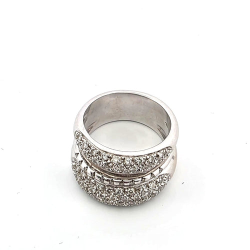 Bague en or blanc 18 ct avec diamants 58 Facettes 1157 F OC