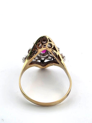 Bague 61 Bague en or jaune 18 ct avec rubis et diamants 58 Facettes 532 D OC