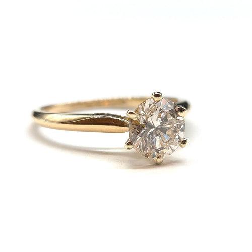 Bague 52 Solitaire - Bague 6 griffes en or jaune 18 carats et diamant 1 carat 58 Facettes BO/260015