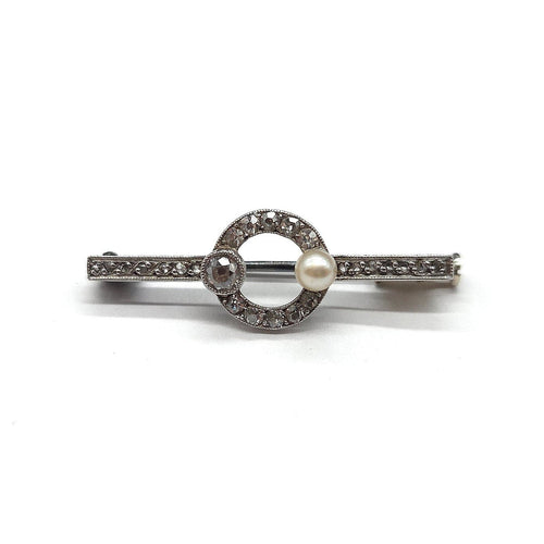 Broche Broche Art déco en or blanc 18 carats, perle et diamants 58 Facettes BO/260019
