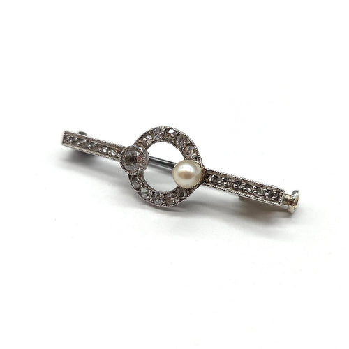 Broche Broche Art déco en or blanc 18 carats, perle et diamants 58 Facettes BO/260019