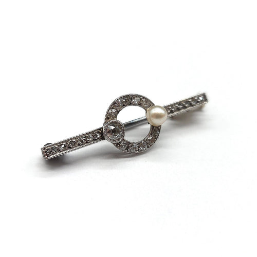 Broche Broche Art déco en or blanc 18 carats, perle et diamants 58 Facettes BO/260019