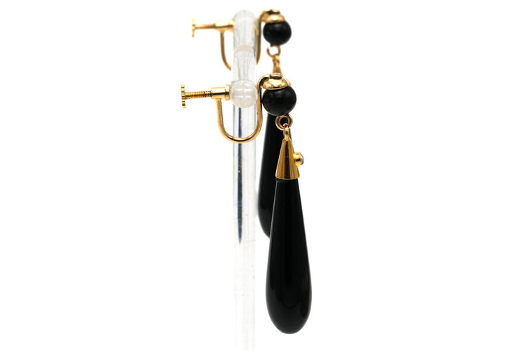 Boucles d'oreilles Napoléon III - Boucles d'oreilles en or jaune 18 carats, perles et jaspe 58 Facettes 23534