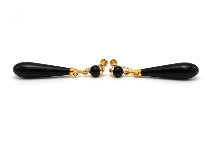 Boucles d'oreilles Napoléon III - Boucles d'oreilles en or jaune 18 carats, perles et jaspe 58 Facettes 23534