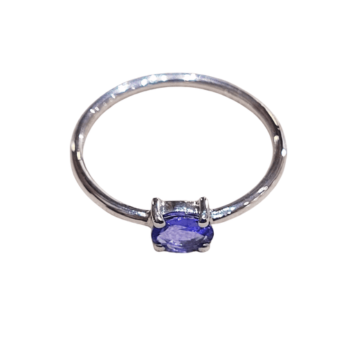 Bague 50 Bague en or blanc 18k et tanzanite ovale fantaisie 0,35 ct 58 Facettes TA250