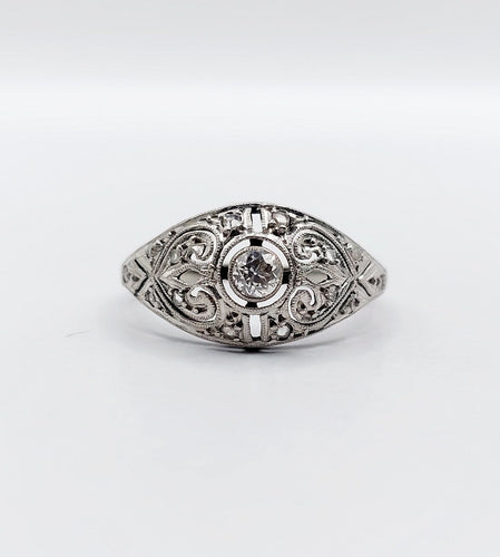 Bague 54 Bague Art déco en or blanc 18k et platine, diamants 58 Facettes A06836