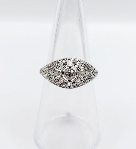 Bague 54 Bague Art déco en or blanc 18k et platine, diamants 58 Facettes A06836