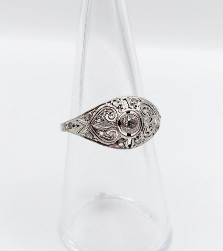 Bague 54 Bague Art déco en or blanc 18k et platine, diamants 58 Facettes A06836