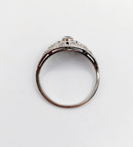 Bague 54 Bague Art déco en or blanc 18k et platine, diamants 58 Facettes A06836