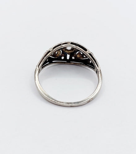 Bague 54 Bague Art déco en or blanc 18k et platine, diamants 58 Facettes A06836