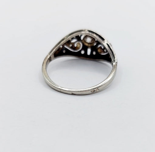 Bague 54 Bague Art déco en or blanc 18k et platine, diamants 58 Facettes A06836