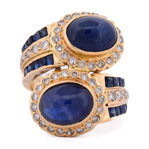 Bague 55 Bague vintage en or jaune 18 ct, saphirs et diamants 58 Facettes AN598 '(00229)