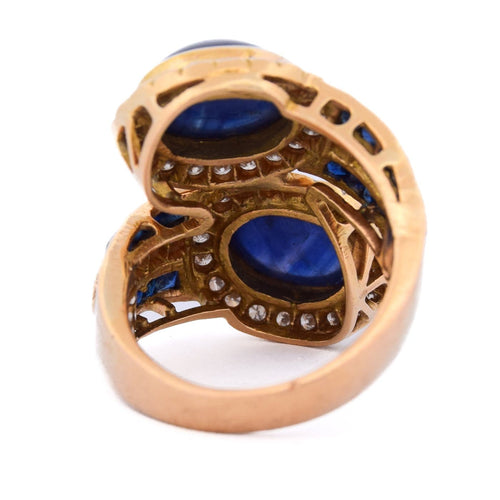 Bague 55 Bague vintage en or jaune 18 ct, saphirs et diamants 58 Facettes AN598 '(00229)