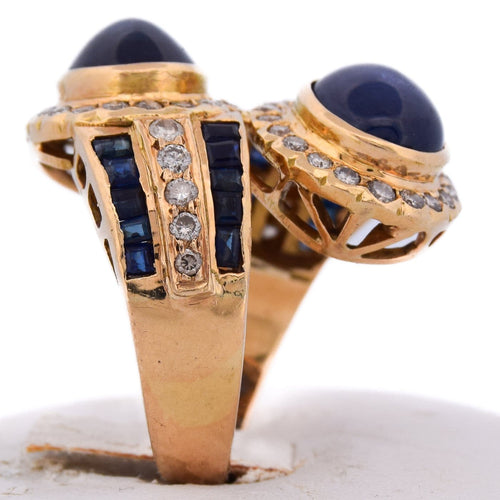 Bague 55 Bague vintage en or jaune 18 ct, saphirs et diamants 58 Facettes AN598 '(00229)