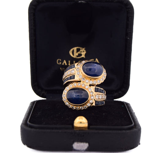 Bague 55 Bague vintage en or jaune 18 ct, saphirs et diamants 58 Facettes AN598 '(00229)