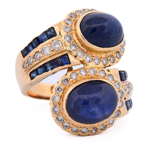 Bague 55 Bague vintage en or jaune 18 ct, saphirs et diamants 58 Facettes AN598 '(00229)