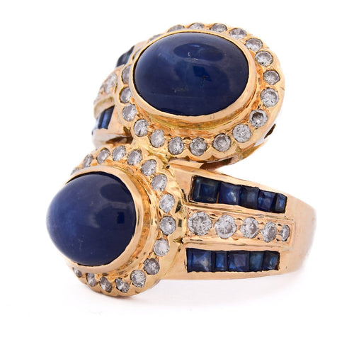 Bague 55 Bague vintage en or jaune 18 ct, saphirs et diamants 58 Facettes AN598 '(00229)