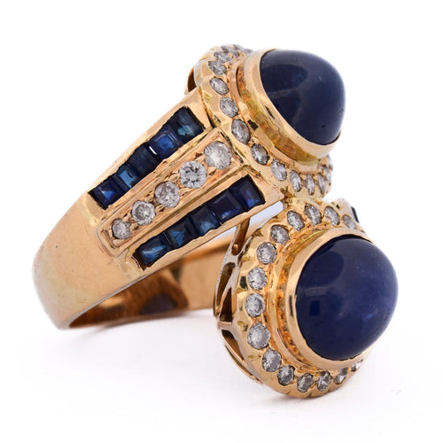 Bague 55 Bague vintage en or jaune 18 ct, saphirs et diamants 58 Facettes AN598 '(00229)