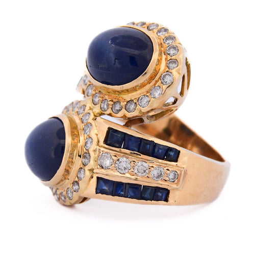 Bague 55 Bague vintage en or jaune 18 ct, saphirs et diamants 58 Facettes AN598 '(00229)