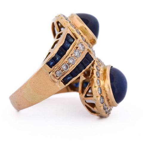 Bague 55 Bague vintage en or jaune 18 ct, saphirs et diamants 58 Facettes AN598 '(00229)