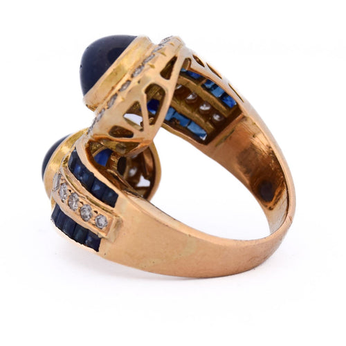 Bague 55 Bague vintage en or jaune 18 ct, saphirs et diamants 58 Facettes AN598 '(00229)