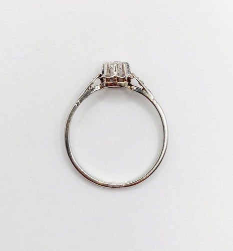 Bague 56 Bague solitaire Art déco en or blanc 18k et platine, diamants 58 Facettes A06837