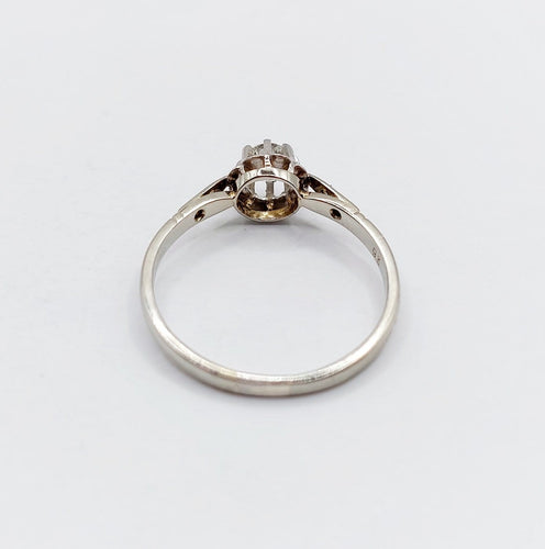 Bague 56 Bague solitaire Art déco en or blanc 18k et platine, diamants 58 Facettes A06837