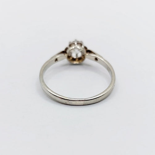 Bague 56 Bague solitaire Art déco en or blanc 18k et platine, diamants 58 Facettes A06837