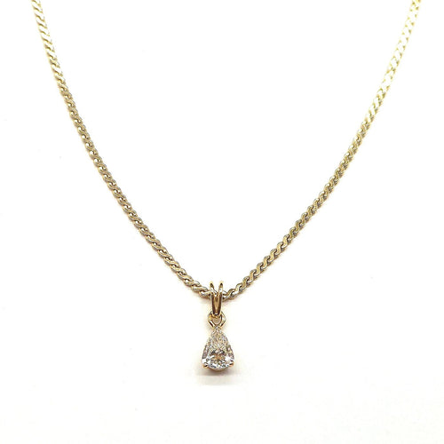 Collier Collier solitaire en or jaune 18 carats avec diamant poire 1 ct 58 Facettes BO/260013