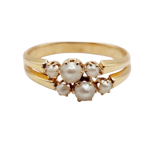 Bague 52.5 Bague antique en or rose 18k et perles (circa 1900) 58 Facettes A06843