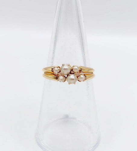 Bague 52.5 Bague antique en or rose 18k et perles (circa 1900) 58 Facettes A06843
