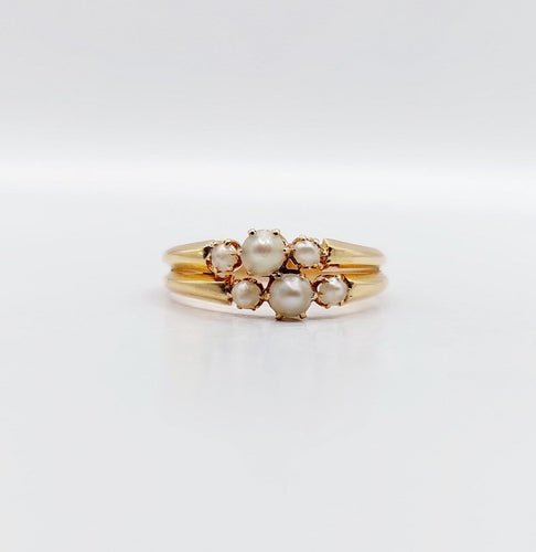 Bague 52.5 Bague antique en or rose 18k et perles (circa 1900) 58 Facettes A06843