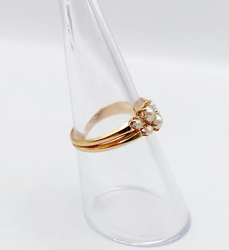 Bague 52.5 Bague antique en or rose 18k et perles (circa 1900) 58 Facettes A06843