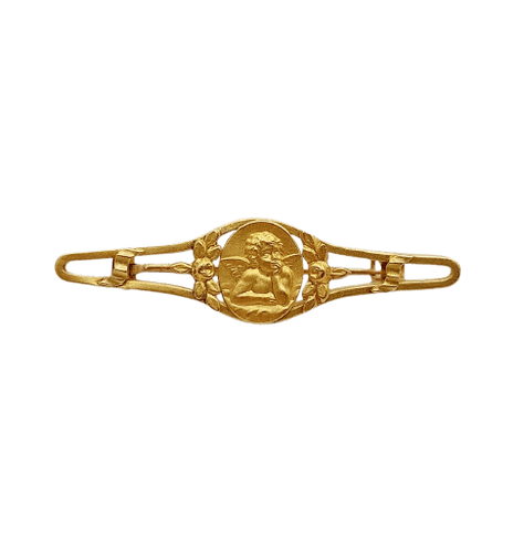 Broche Broche Art nouveau à motif d’angelot en or 18k (circa 1900) 58 Facettes A06844