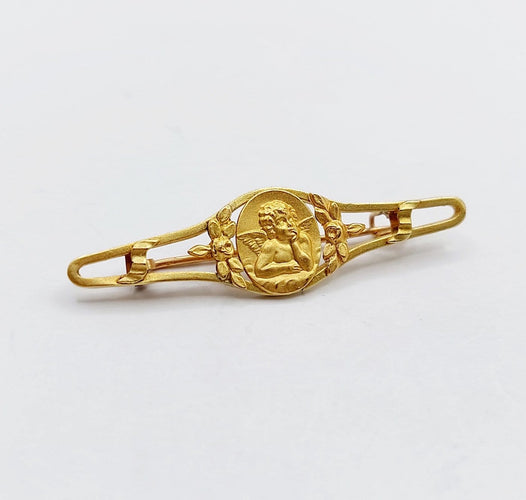 Broche Broche Art nouveau à motif d’angelot en or 18k (circa 1900) 58 Facettes A06844