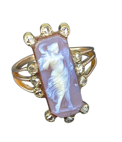 Bague 48 Bague camée antique en or 18 carats rose et diamants 58 Facettes AB688