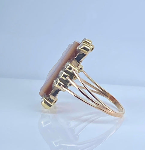 Bague 48 Bague camée antique en or 18 carats rose et diamants 58 Facettes AB688