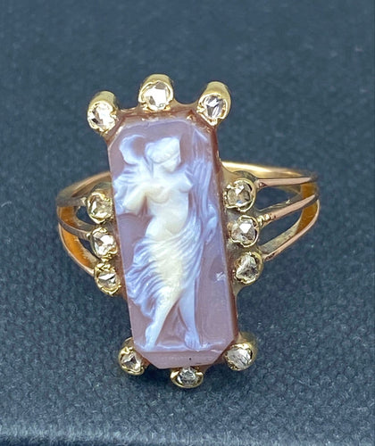 Bague 48 Bague camée antique en or 18 carats rose et diamants 58 Facettes AB688