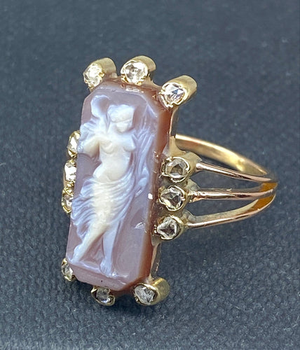 Bague 48 Bague camée antique en or 18 carats rose et diamants 58 Facettes AB688