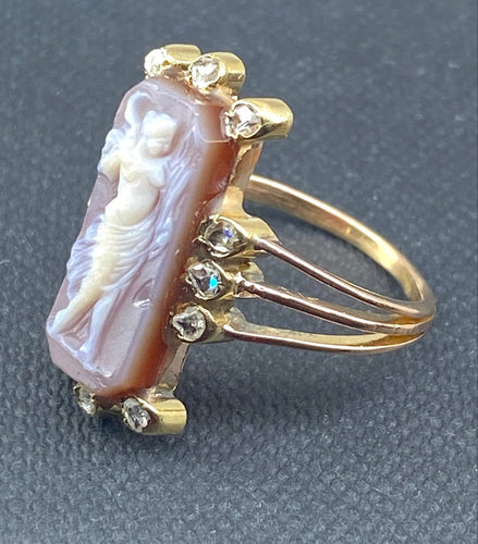 Bague 48 Bague camée antique en or 18 carats rose et diamants 58 Facettes AB688