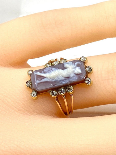 Bague 48 Bague camée antique en or 18 carats rose et diamants 58 Facettes AB688