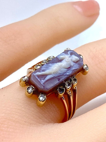 Bague 48 Bague camée antique en or 18 carats rose et diamants 58 Facettes AB688