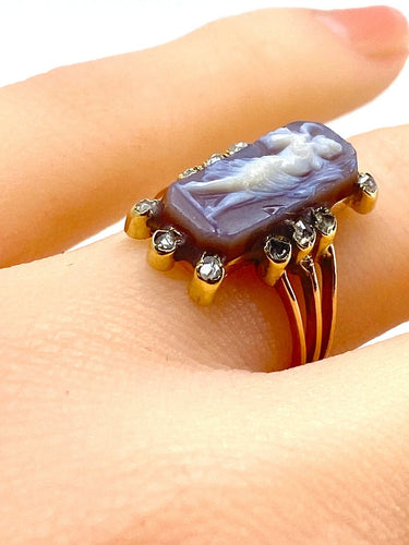 Bague 48 Bague camée antique en or 18 carats rose et diamants 58 Facettes AB688