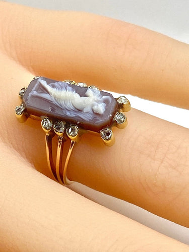 Bague 48 Bague camée antique en or 18 carats rose et diamants 58 Facettes AB688