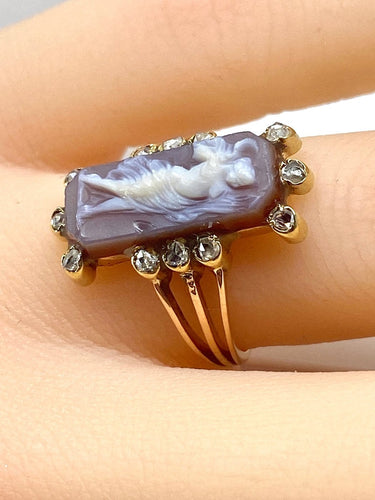 Bague 48 Bague camée antique en or 18 carats rose et diamants 58 Facettes AB688