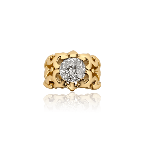 Bague 54 Bague Belle Époque - Or jaune et diamant taille ancienne 1,5 ct 58 Facettes F17