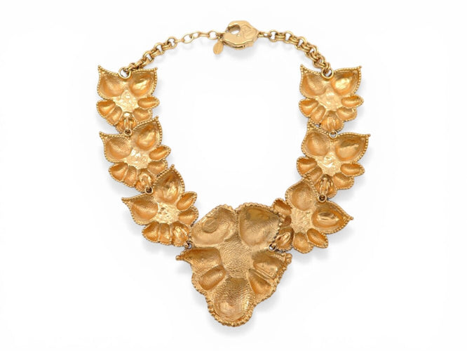Collier Jean Louis Scherrer Fleurs - Collier vintage doré cabochons en verre 58 Facettes 273741