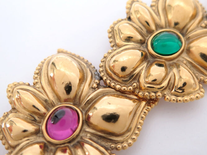 Collier Jean Louis Scherrer Fleurs - Collier vintage doré cabochons en verre 58 Facettes 273741