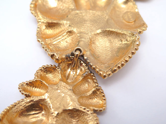 Collier Jean Louis Scherrer Fleurs - Collier vintage doré cabochons en verre 58 Facettes 273741
